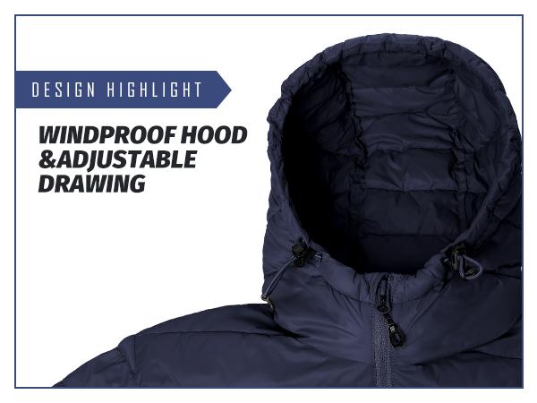 Pioneer Camp Mens Lightweight Packable Puffer Jacket Hooded Insulated Thermal Puffy Winter Jackets for Running Travel