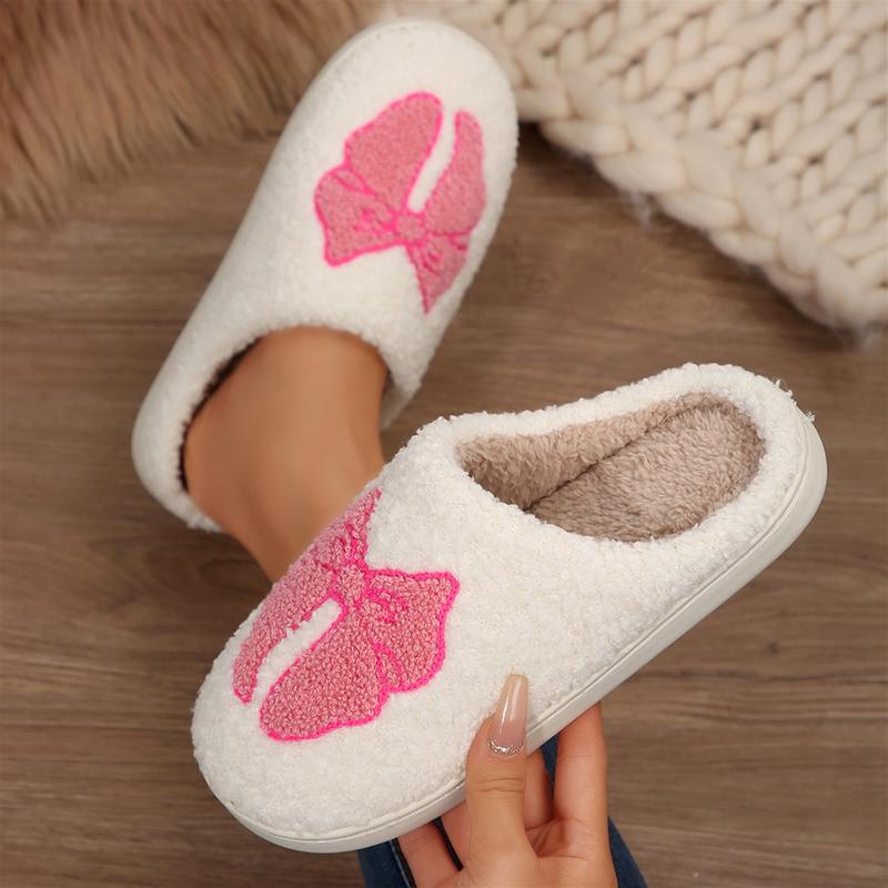 Slippers For Women Bow Slippers Memory Foam Slippers Slip On Plush Fluffy Warm House Shoes Indoor Outdoor Winter Warm Mini Snow Boots