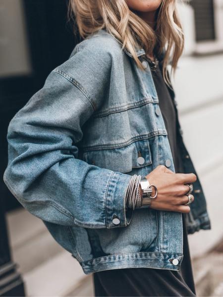 New Women's Street Fashion Denim Jacket, Classic Casual Washed Look, Heavy Craftsmanship, Versatile Design, Perfect for Daily Wear