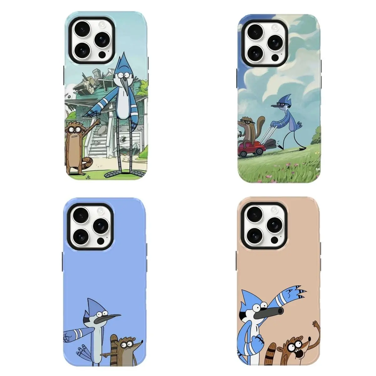 Viral Throwback Regular Show Custom Phone Case - Mordecai & Rigby Classic Cartoon Scene Print Hard Case,Shock-Resistance Protection Accessories for iPhone 17 Pro Max,16-11 and for Samsung S22-S26 Ultra, Ideal Gift for Him/Her