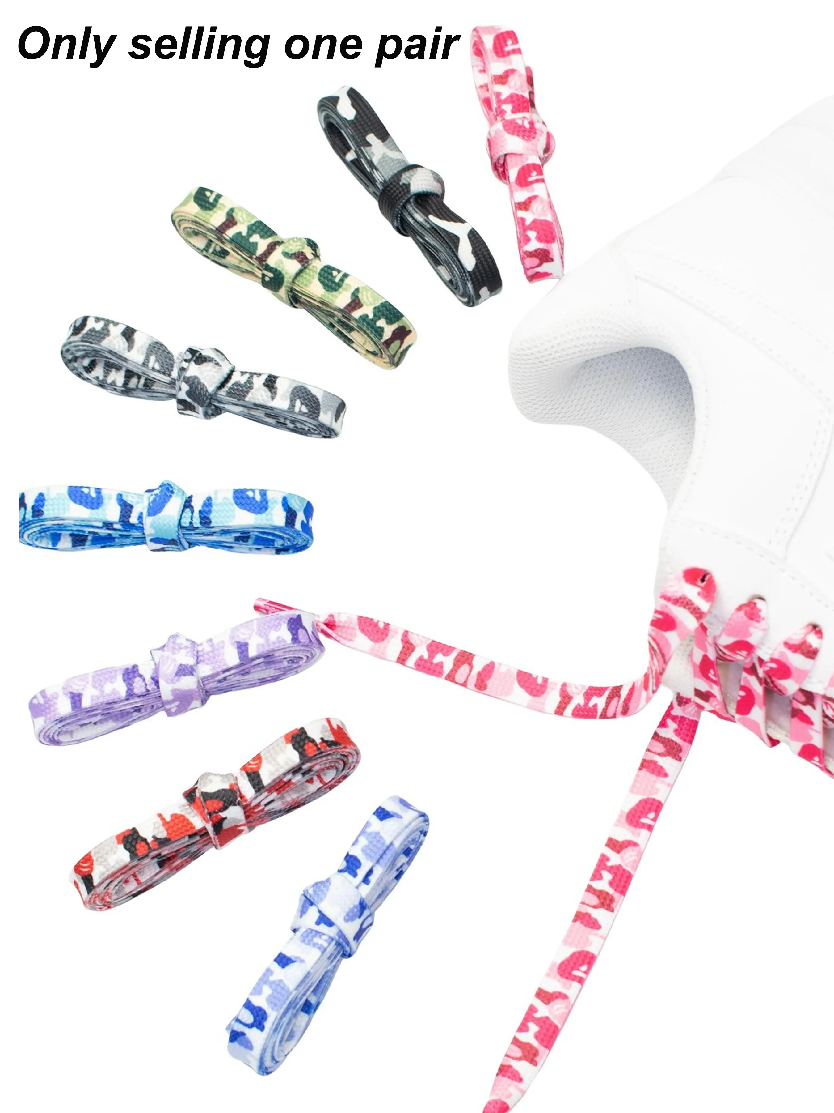 2 Pairs 8mm Camouflage Asymmetric Shoelaces Silver Color Cloud Pattern Trendy Creative Shoe Laces Shoe Strings