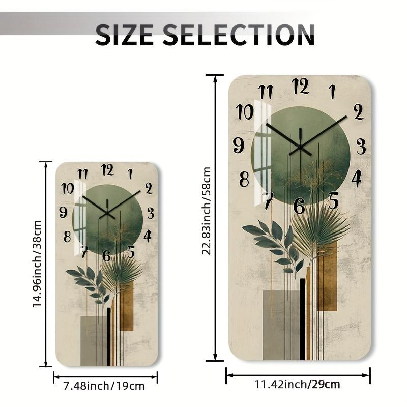 1 piece modern silent non-ticking wall clock - Decorative Clock with Acrylic rectangular dial with high-definition glossy coating and plant wood grain design, suitable for bedroom, entryway - Minimalist decoration, no batteries/installation required