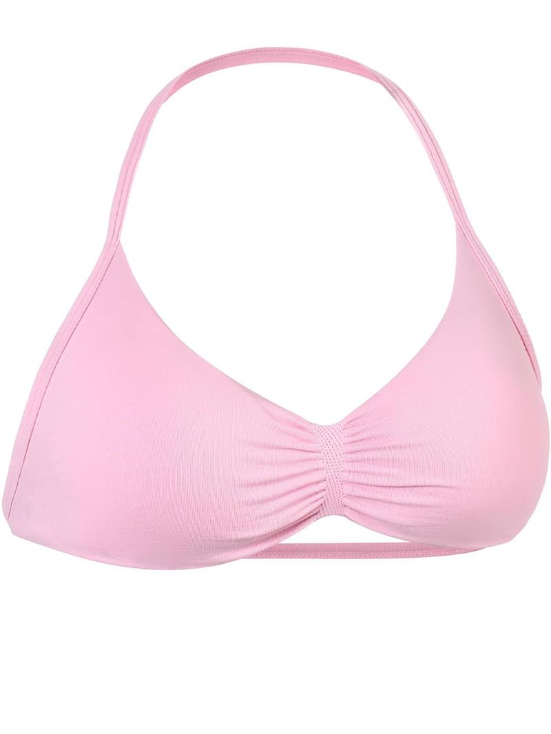 Women's Solid Color Strappy Sports Bra, Breathable Comfortable Backless Padded Impact Strappy Bra, Quick Drying Running Fitness Sports Bra