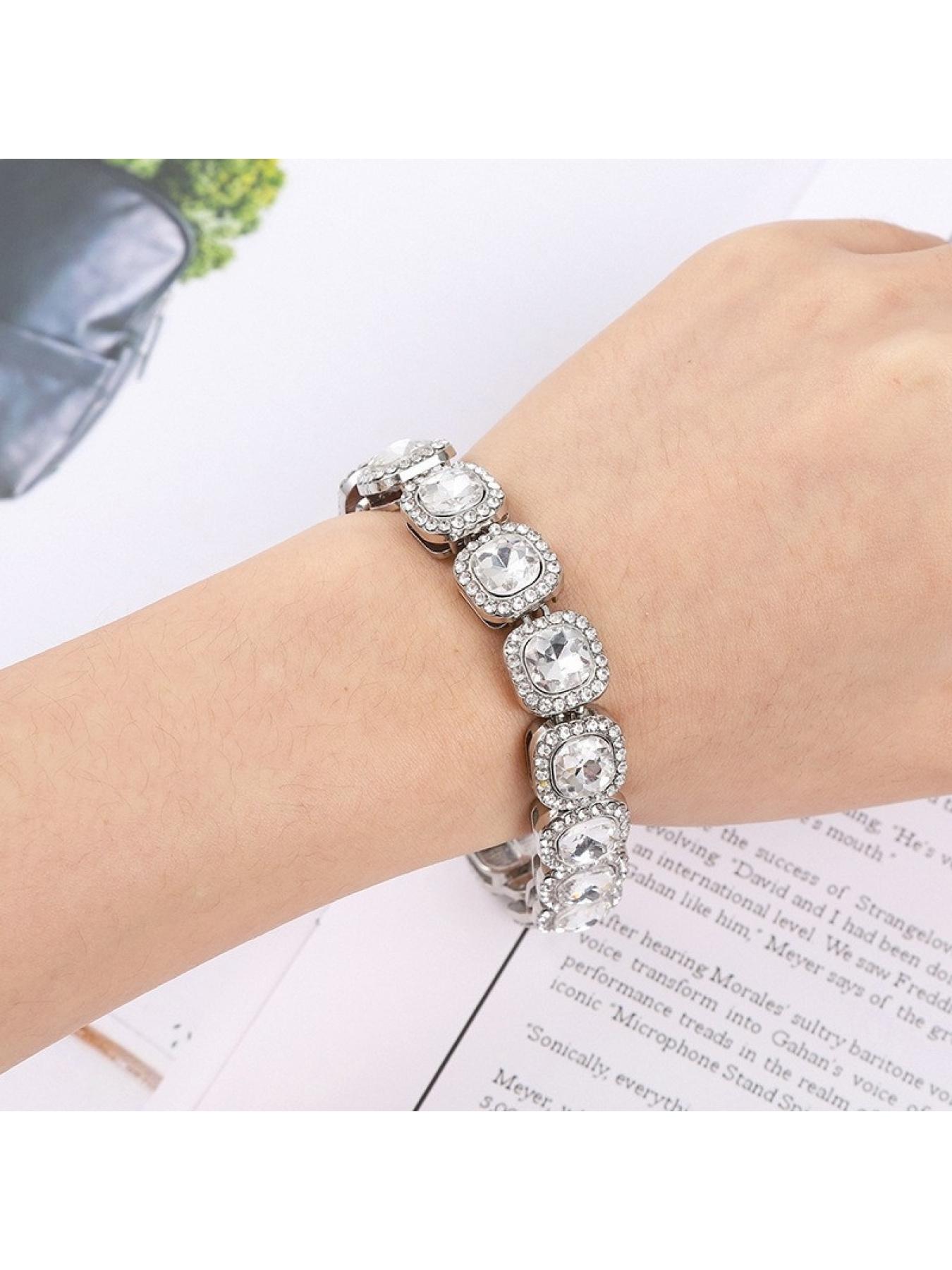 Trendy and Unique 12mm Square Versatile Fashion Cuban Necklace Hip-Hop Square Rhinestone Gemstone Necklace Unisex Jewelry