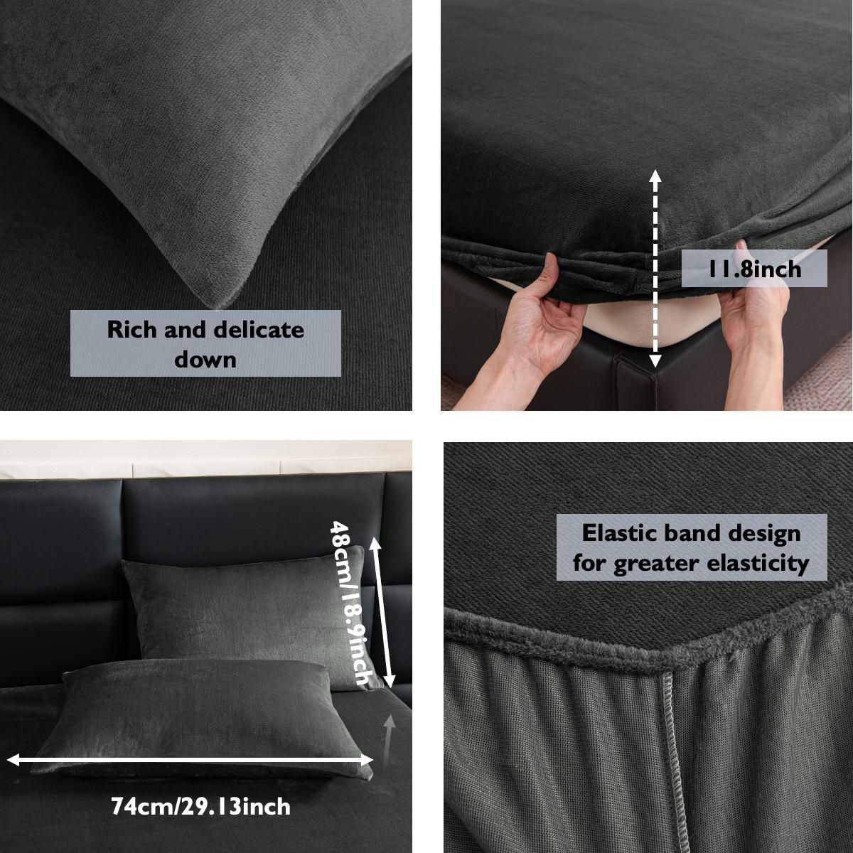 2/3-Piece Solid Color Fitted Sheet & Pillowcase Set, Bed Sheets Set – Includes 1 Deep Pocket Fitted Sheet + 2 Pillowcases, Soft Noiseless Breathable & Stain-Resistant, Machine Washable, Ideal for Bedroom, Guest Room, Dorm, Kids, Pets