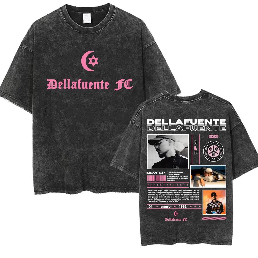 Rapper Dellafuente 2025 Tour Vintage Washed T-shirt Men Women Summer Fashion Short Sleeve T Shirt Oversized 100% Cotton T Shirts