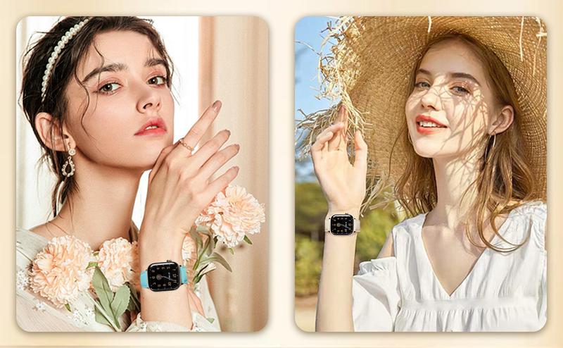 CRAZYGRASS Magnetic Leather Strap for Women Watch band Fit 38mm/40mm/41mm/42mm/44mm/45mm/46mm/49mm Square Smartwatch Compatible with Smartwatch 9/8/7/6/5/4/3/2/1/SE/SE2 Breathable [WATCH NOT INCLUDED] Wearable Electronic Gadgets