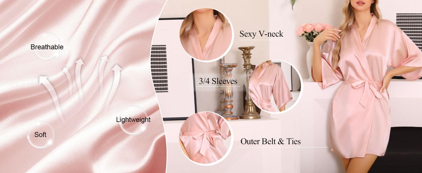Nightgown Soft Short Women's Lounge Bride Bridesmaid Morning Gown Solid Color Wedding Party Silky Robes Summer