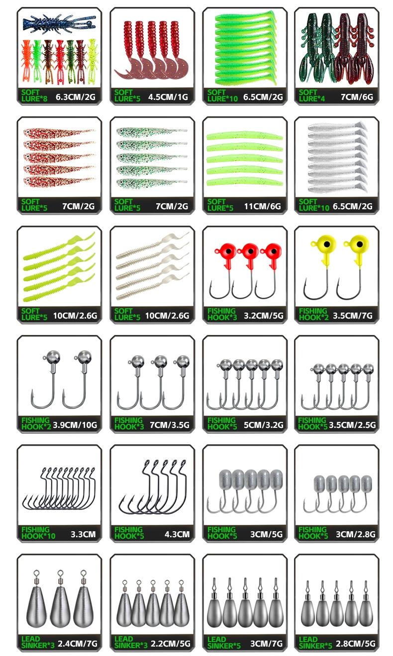 18/43/165/361/604pcs Fishing Lures Kit Soft Lure And Hard Baits Set Metal Jig Sea Fishing Accessories  Artificial Wobblers Fishing Gear Set