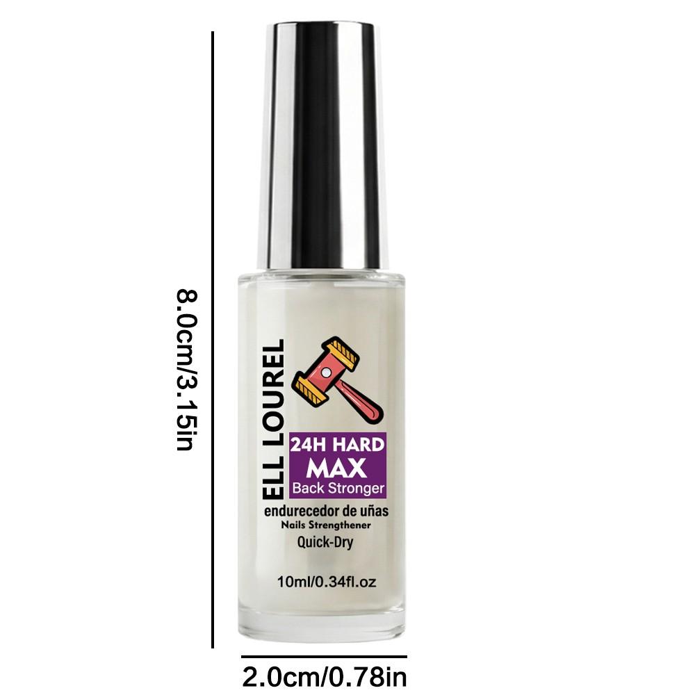 ELL LOUREL 24H HARD MAX Back Stronger Nail Strengthener, 10ml Quick-Dry Nail Hardener, Maximum Strength Formula for Long-Lasting Hardness, Prevents Breakage & Damage, 24-Hour Protection, Protective Nail Care Treatment, Salon Quality, Nail Lovers Gift