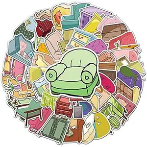 50pcs Furniture Stickers, 1.96-3.15inch Cartoon Home Decorative Stickers, Self-Adhesive for Scrapbooking, Home Decoration, Storage Embellishment