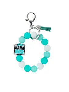1pc [NANA Theme Limited] Mint Green And Pink Color Block Silicone Keychain "BEST NANA EVER" Exclusive Pendant + Tassel Ornament / Lanyard Dual Design Key Ring Women'S Day / Mother'S Day / Birthday Gift for Grandma / Grandma Heartwarming Gift Afforda