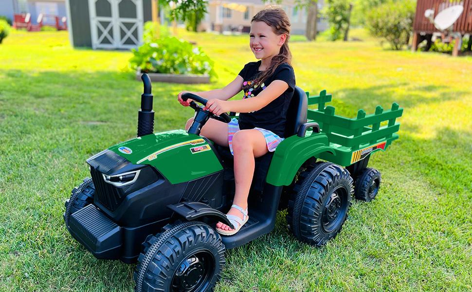 Hikiddo 24V 9Ah Ride on Toy for Big Kids, Kids Electric Vehicles Ride On Tractor Car for Ages 3-8 with Remote Control, 400W Motor