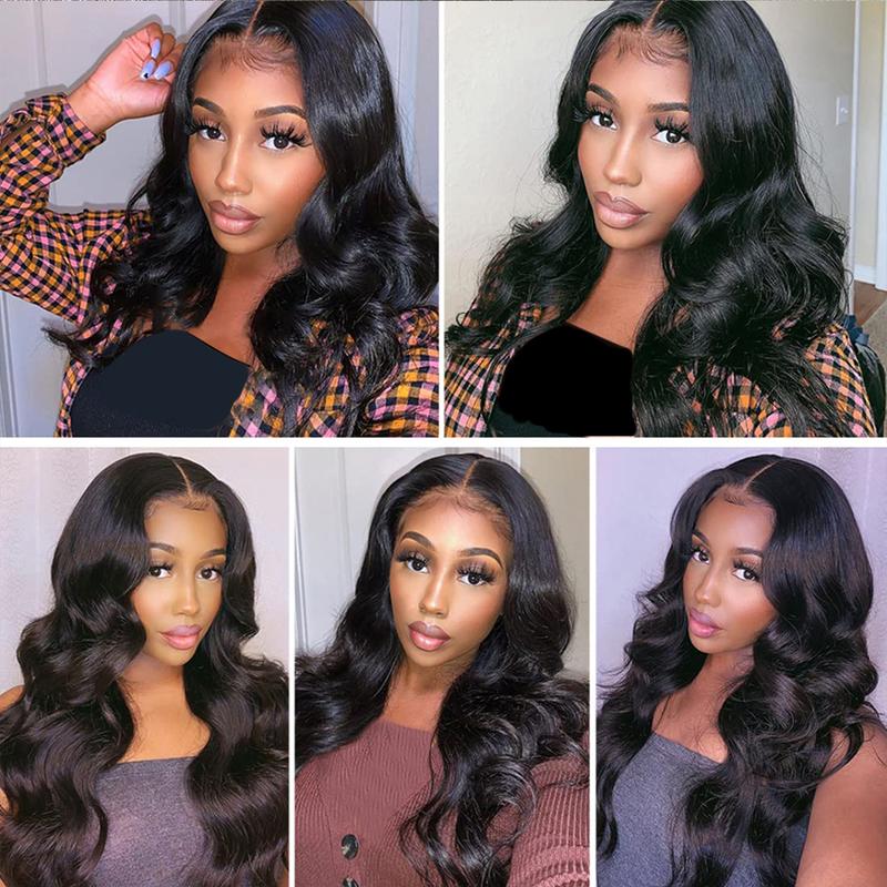 13x6 Body Wave Lace Front Wigs Human Hair Pre Plucked Natural Hair Line Bleached Knots 13x4 HD Transparent Lace Frontal Wig 180% Density