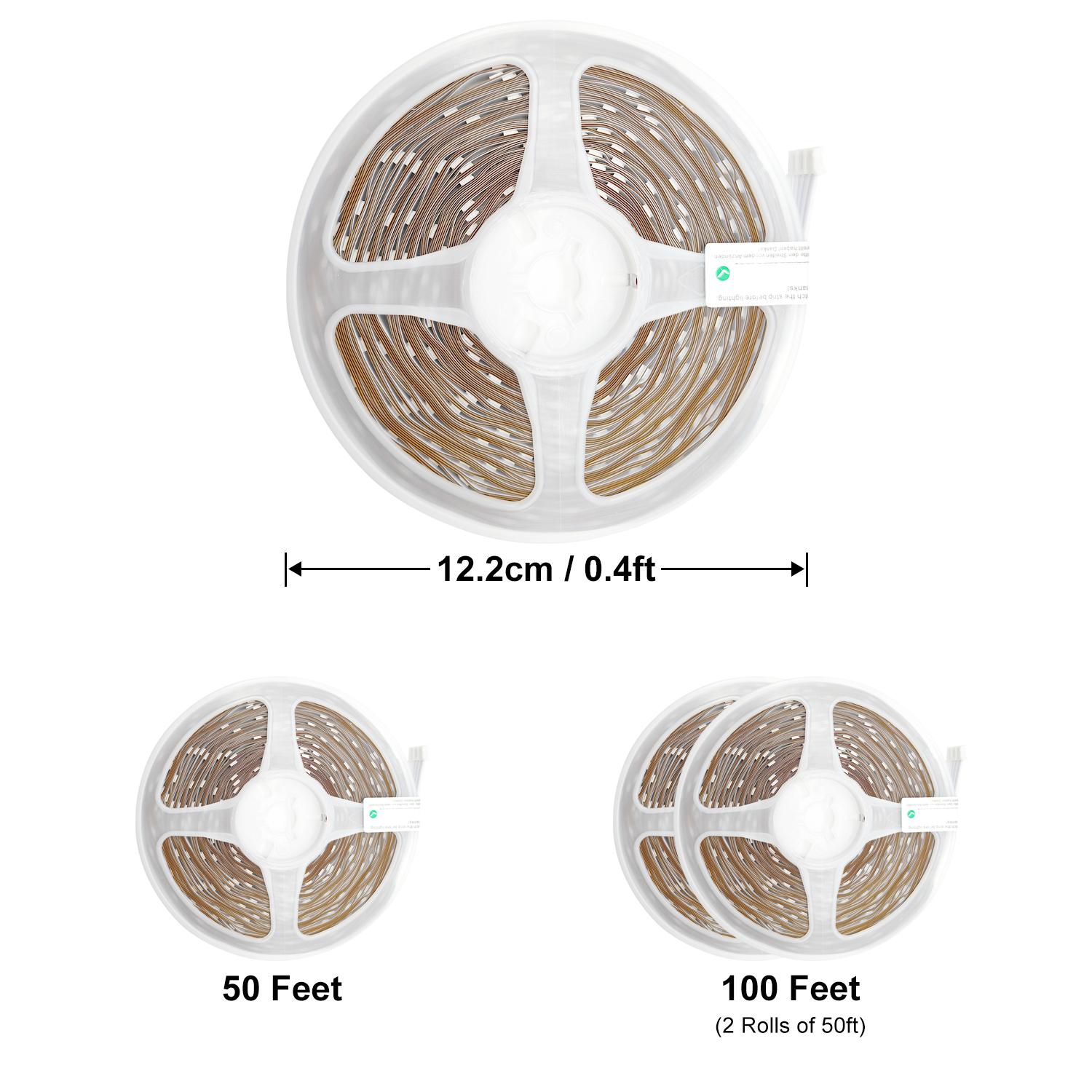 QIANGHE 100ft Music Sync LED Strip Lights RGB Color Changing with Remote & APP Control for Bedroom Home Decoration 16 Million Colors Cuttable Easy Install