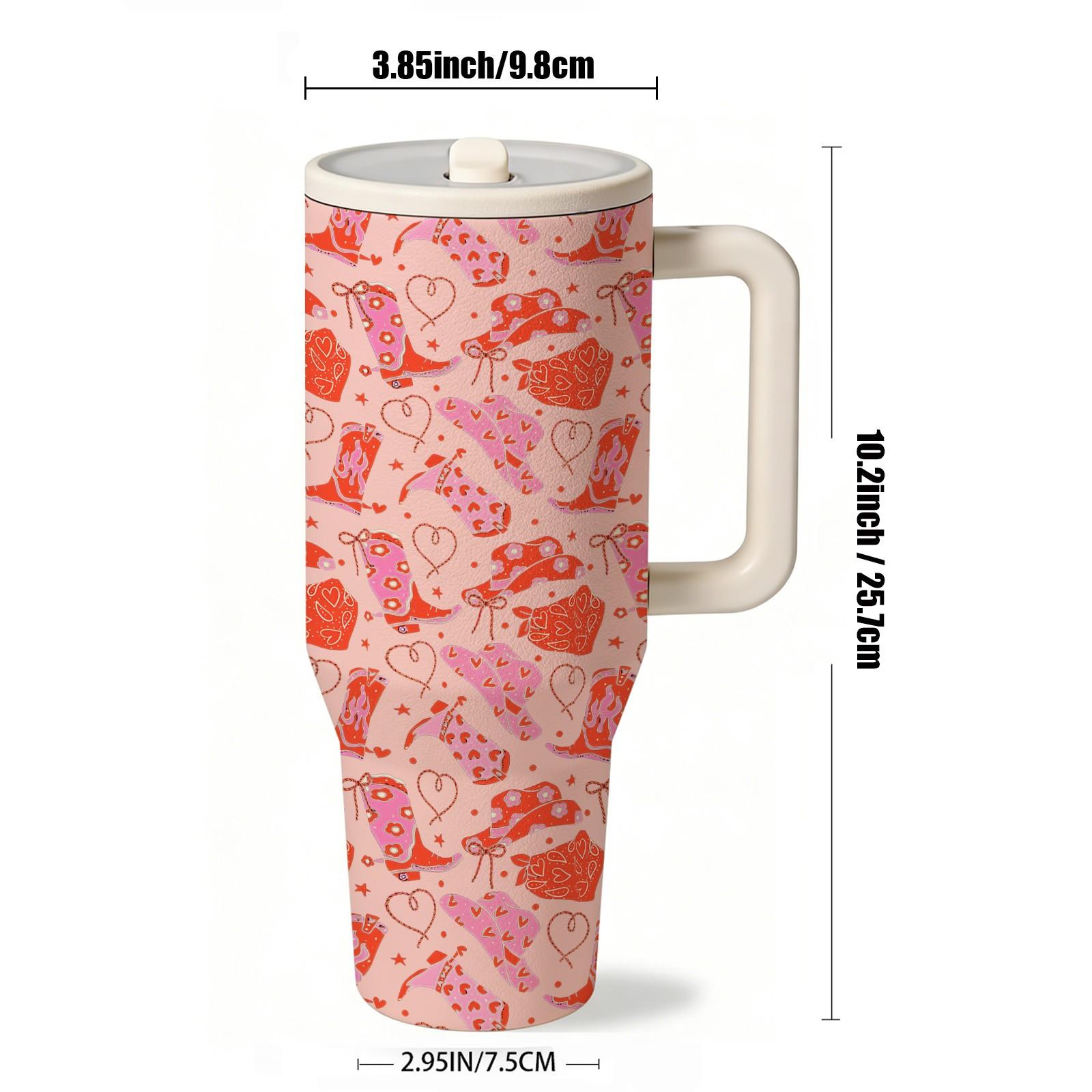 1 Pc 40oz Western Cowgirl Insulated Mug Tumbler, Cowboy Style Thermal Cup With Handle, Double Wall Stainless Steel, Stainless Steel Drinkware, Leak Proof For Hot Cold Drinks, Keep Warm 12 Hours Cold 24 Hours, Western Aesthetic Gift For Women Men