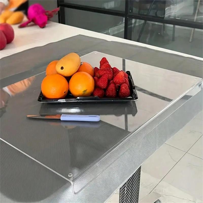 Crystal Clear Acrylic Cutting Board with Lip, Durable Cutting Board, Non-Slip Countertop Protector, Transparent Chopping Board for Kitchen Prep & Countertop Safety, Cutting Boards for Kitchen, Kitchenware