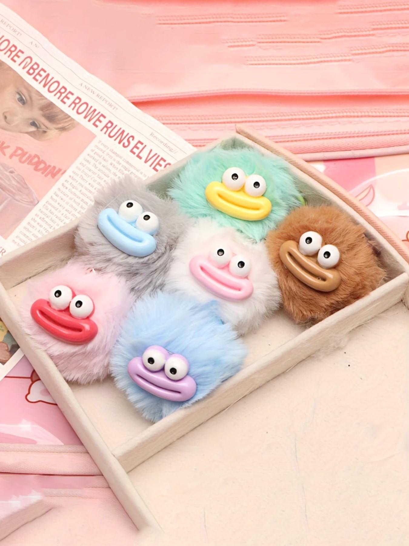 6pcs Cute Cartoon Sausage Plush Keychains, Multifunctional Car & Bag Decor, Daily Wear, Gift for Friends & Family, All over Print
