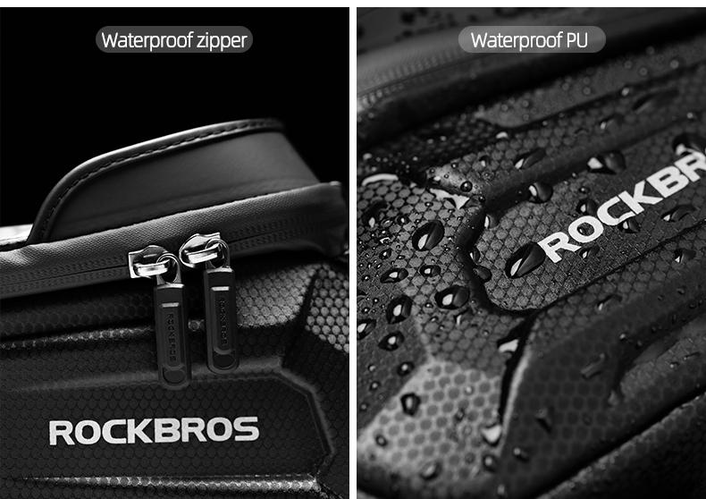 ROCKBROS Bike Bag E-bike Phone Mount Bag Bicycle Accessories Pouch, EVA Waterproof Bike Phone Holder Top Tube Front Frame Bag Handlebar Bags Compatible Phones Under 6.8”