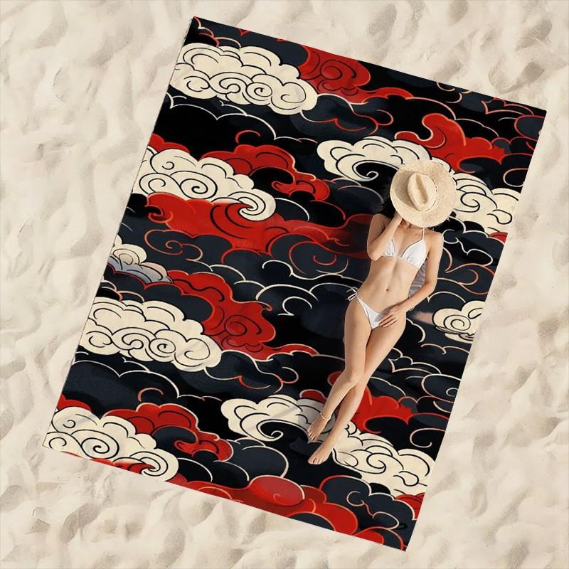 and Cloud Pattern Beach Towel, Quick-Dry Soft Microfiber, Lightweight Sand-Free, Multiple Sizes for Travel, Yoga and Swimming