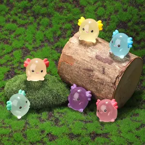 6/12/24Pcs Cute Mini Resin Axolotl Glow in Dark, Luminous Small Resin Axolotl Mini Decorative Figures for Home Miniature Landscape Decoration for Landscape Garden, Outdoor Garden Accessories, Garden Sculptures Statues
