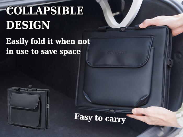 Coverado 30L/70L SUV Trunk Organizer - Waterproof Nappa Leather Collapsible Storage with Lid, Multi Compartments & 2 Straps for Car Accessories Coverado 30L/70L SUV Trunk Organizer - Waterproof Nappa Leather Collapsible Storage with Lid, Multi Compartments & 2 Straps for Car Accessories