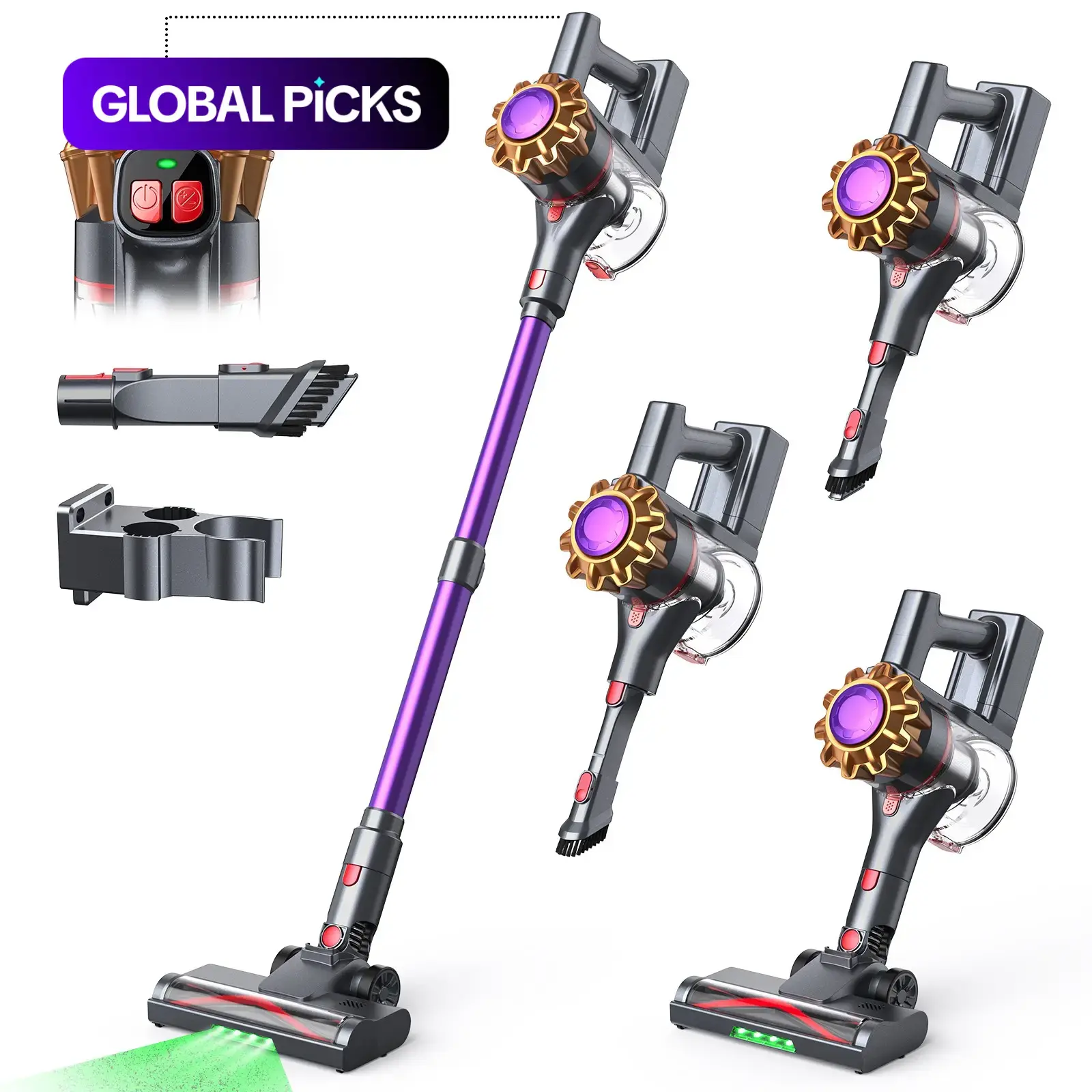 P7 Wireless Handheld Stick Vacuum Cleaner, Strong Suction, LED Dust Detection, 30-Minute Battery Life, Anti-Tangle Brush Head, Large Dust Cup #GLOBAL PICKS