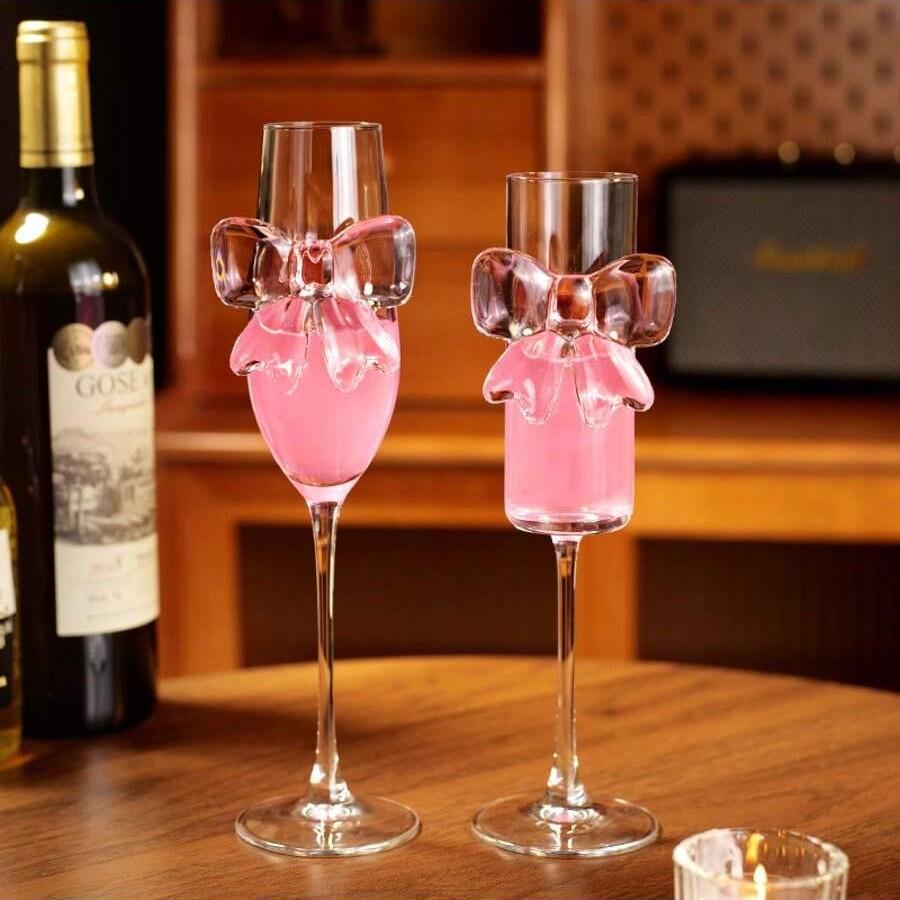 Elegant Large Bowknot Champagne Glass, Cute Butterfly Tall Cup, Ideal for Champagne, Wine, Sparkling Wine, Sweet Wine, Perfect Gift