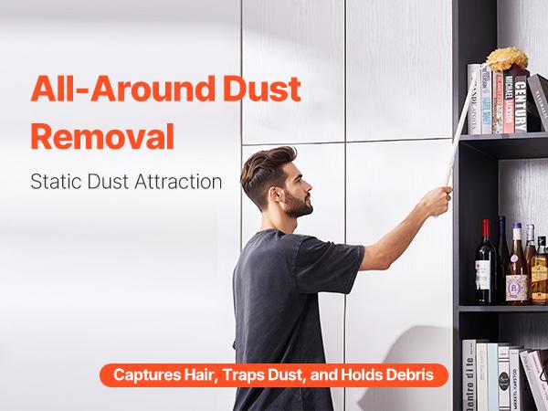 VEVOR Duster Refills, Heavy Duty Dusters for Cleaning, 3 ft Extendable Handle with 10 Refills, Reusable Non-woven Fabric 360 Cleaning Kit for Dusting Furniture, Blinds, Ceiling Fans, Walls, Corners