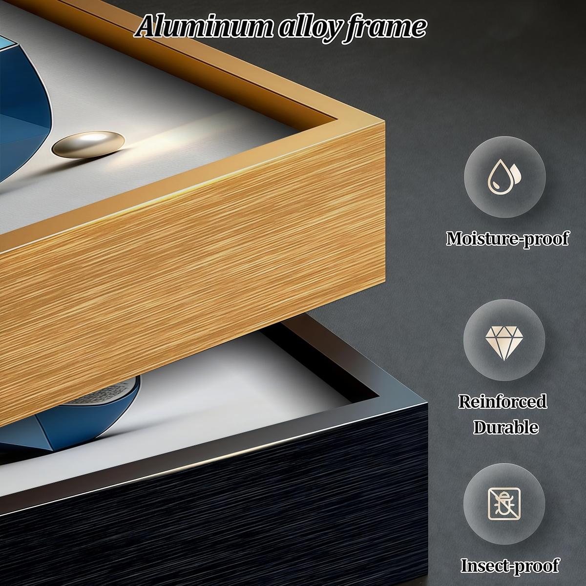 3 Counts Aluminum Alloy Framed Painting, Modern Geometric Abstract Metal Art Pictures, Home Decoration For Living Room, Bedroom, Office, Restaurant, Hallway Wall Decor, Odorless Print Artwork, Luxury Perfect Gift For Friends And Family