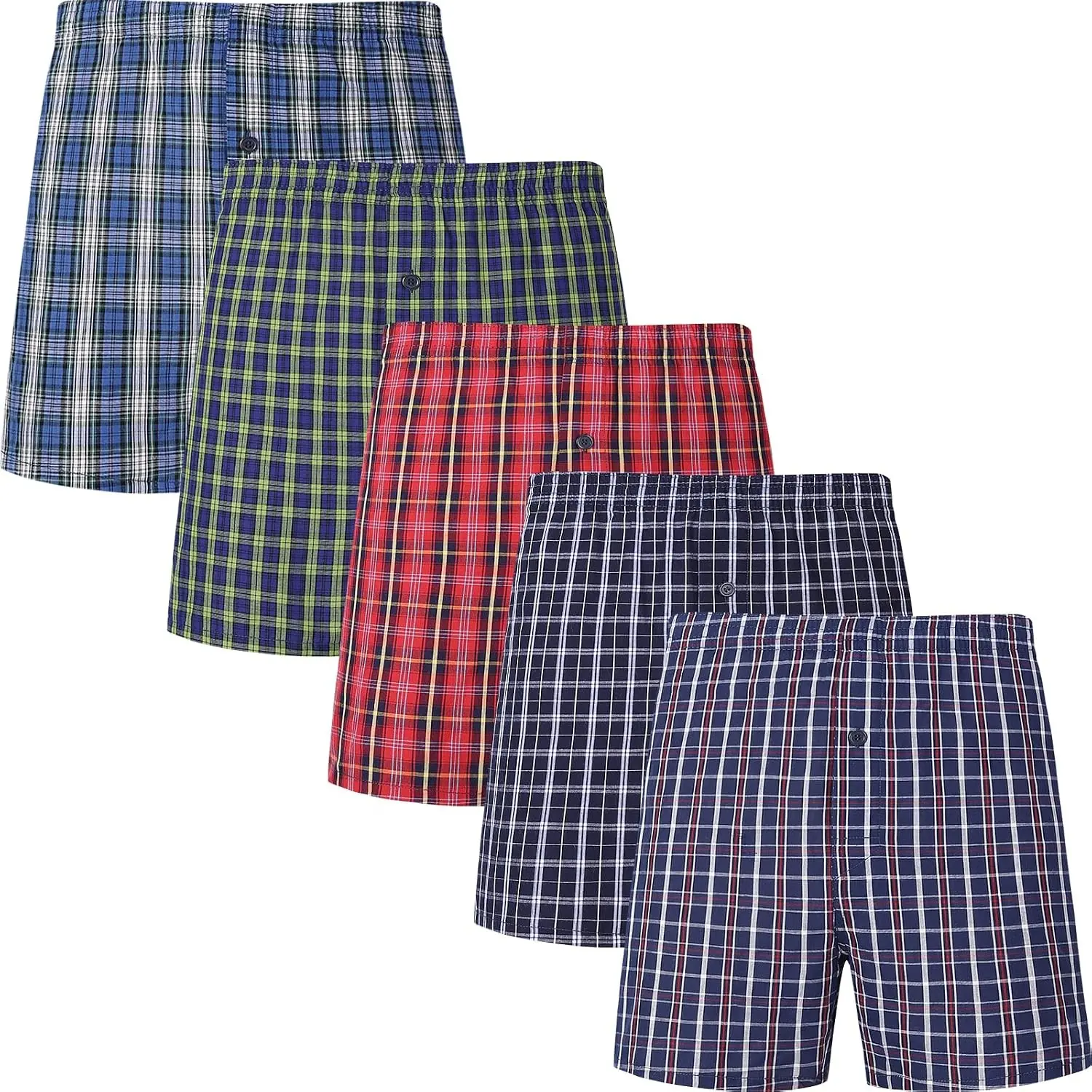 Men's 100% Cotton Boxer Shorts, Classic Fit Woven Underwear, 5 Pack / 10 PackGift