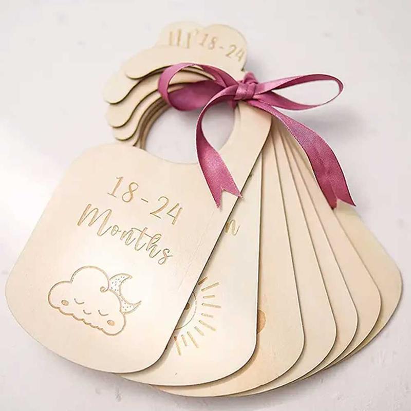 Wooden Hanger Divider, 7 Counts/set Hanger Size Marker, Hanger Size Identifier, Clothes Hanger Size Divider for Home Bedroom Wardrobe, Clothes Hanger Organizers