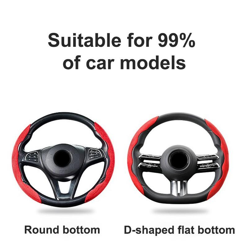2pc Suede Universal 38CM Car Steering Wheel Cover Booster Non-slip Cover For KIA Ceed Sportage Rio Proceed K5 Optima Sedona Forte Cerato Venga, Steering Wheel Protector, Car Accessories