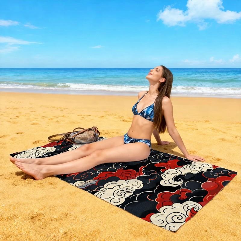 and Cloud Pattern Beach Towel, Quick-Dry Soft Microfiber, Lightweight Sand-Free, Multiple Sizes for Travel, Yoga and Swimming