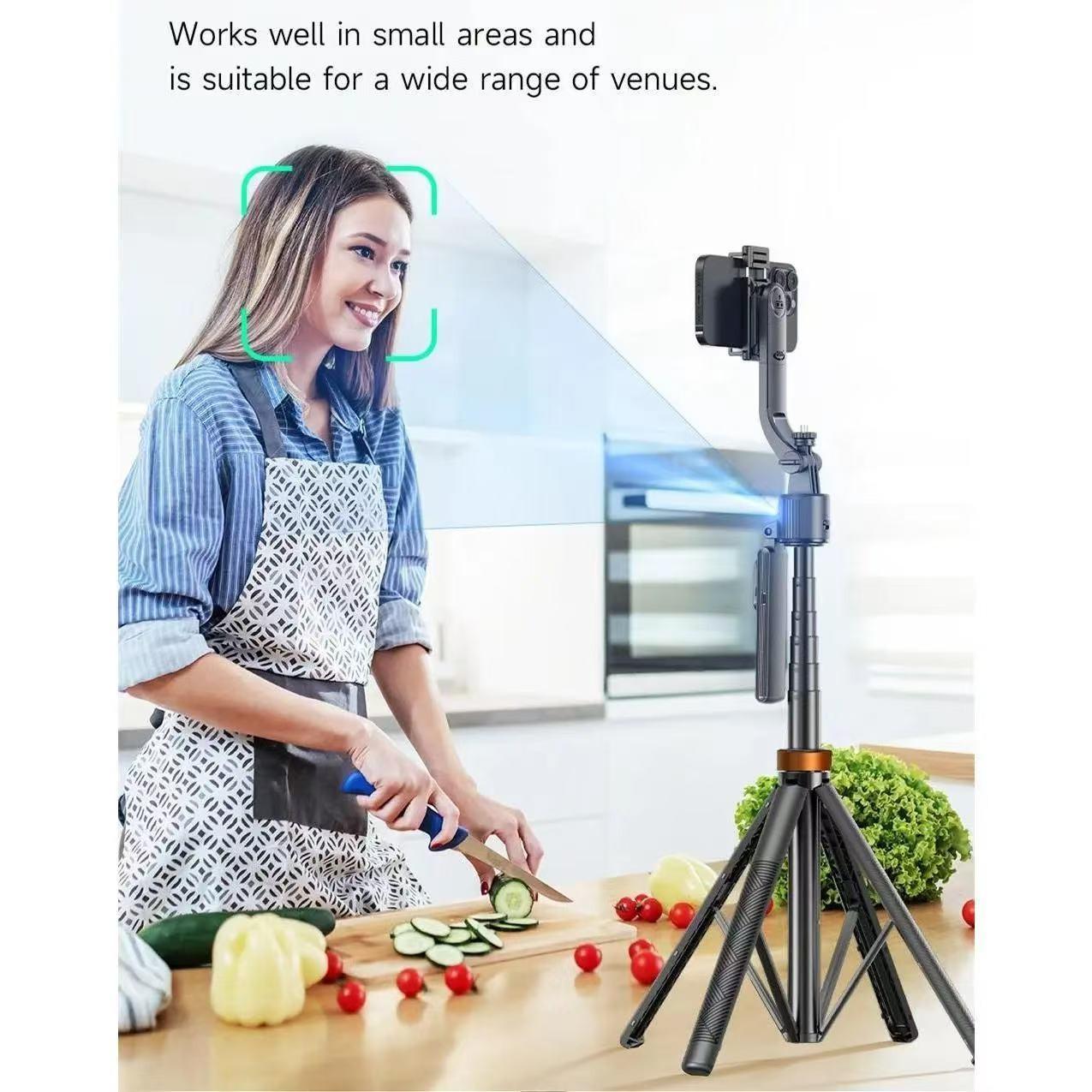 360° Rotatable Selfie Stick Tripod, 70.9 Inch Rechargeable Smart Face Tracking with Dual Lights, Auto Face Tracking Phone Stand for Vlog Live Streaming, Selfie Accessories, Rotating Stand