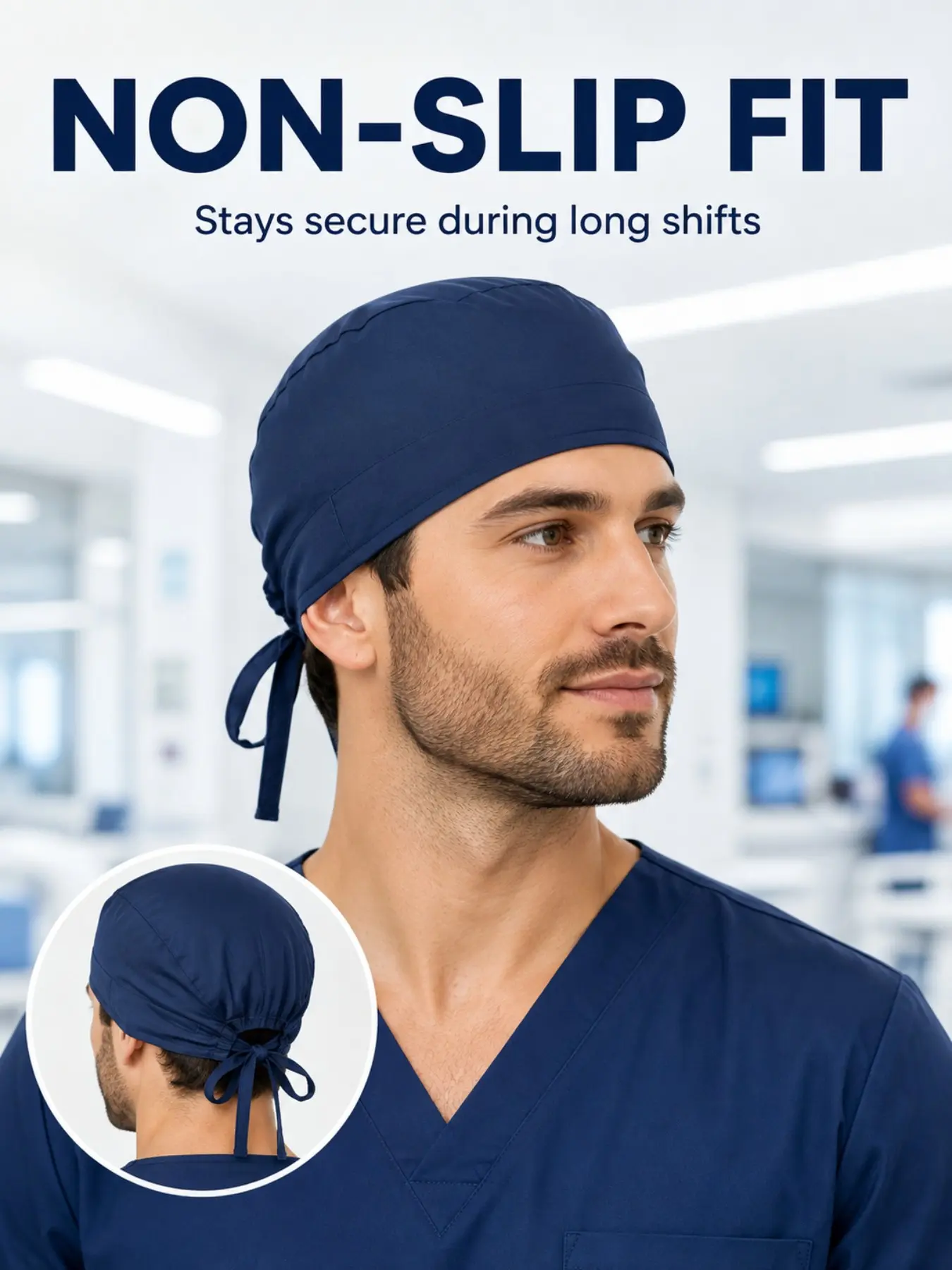 Unisex Scrub Cap with Adjustable Tie Back & Sweat-Absorbing Lining, Lightweight Surgical Cap for Nurses & Doctors