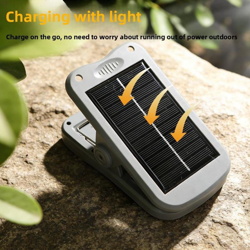 Solar Outdoor Portable Clip Lamp, Compact Camping Light with 3 Levels Brightness, Clip Mount for Wild Fishing Long-Lasting Use