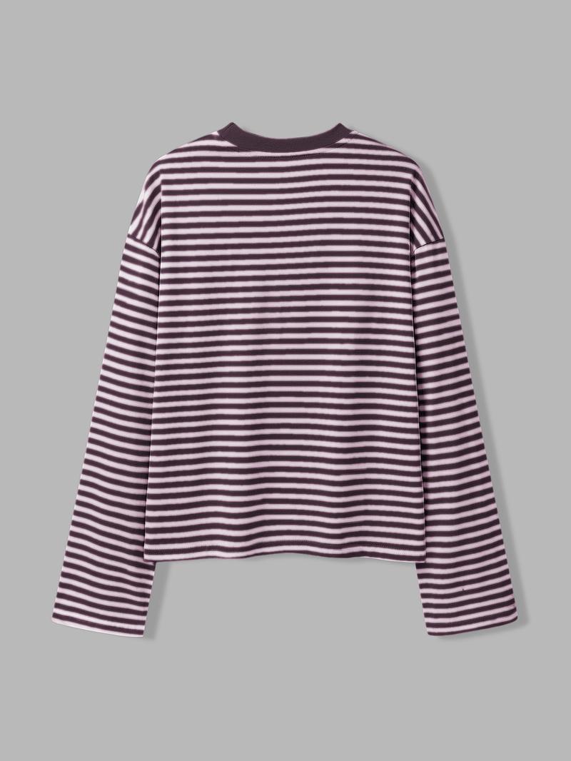 Women's Striped Long Sleeve Top, Casual Versatile Blouse, Stylish Ladies' Fashion Shirt, Perfect for Daily Wear & Layering