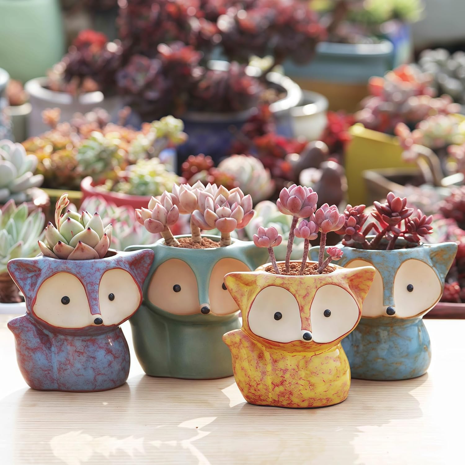 Cute Cartoon Fox Shaped Ceramic Succulent Cactus Vase Flower  Pots for  Garden Office Desktop Decoration ()