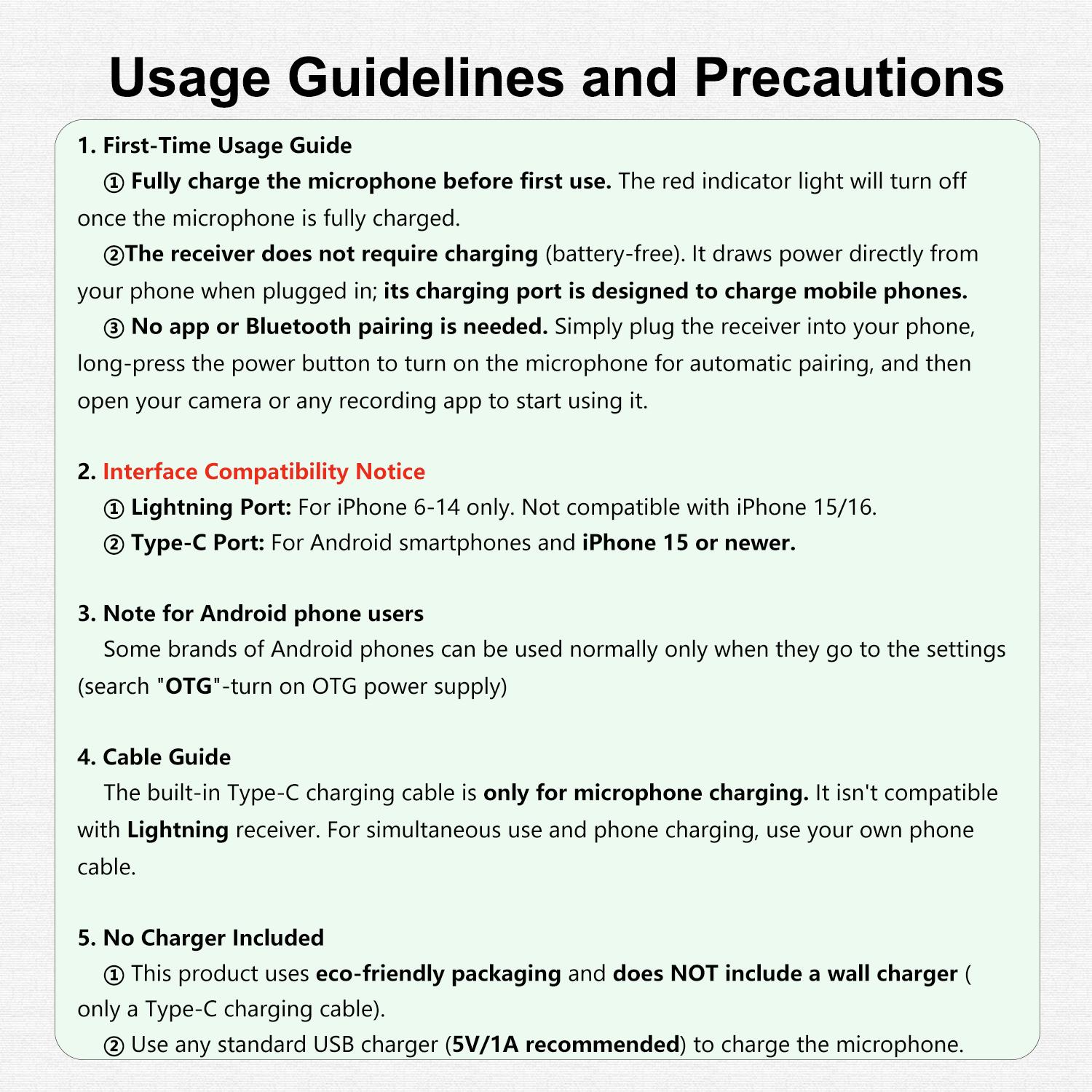 Wireless Microphone, Professional Lapel Mic for iPhone and Android, Wireless Microphone for Video Recording, Teaching, Interviews and Podcasts