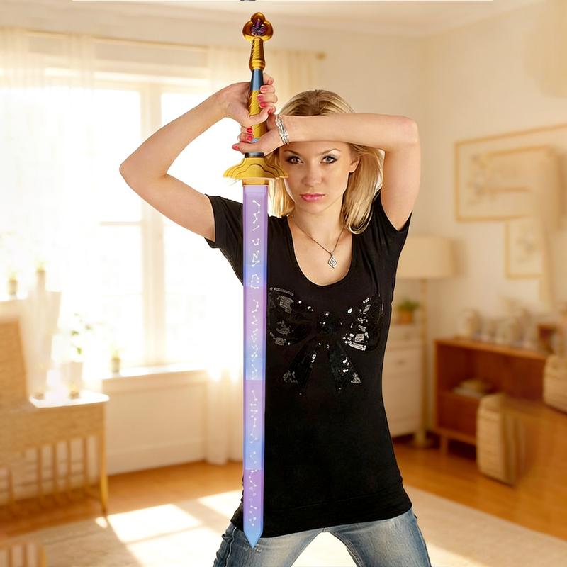 K-POP Large 3D printed portable purple telescopic Rumi sword, lightweight and portable, fun and space-saving, stress-relieving telescopic sword toy, cosplay fantasy accessory, movie collector gift, Halloween costume accessory.
