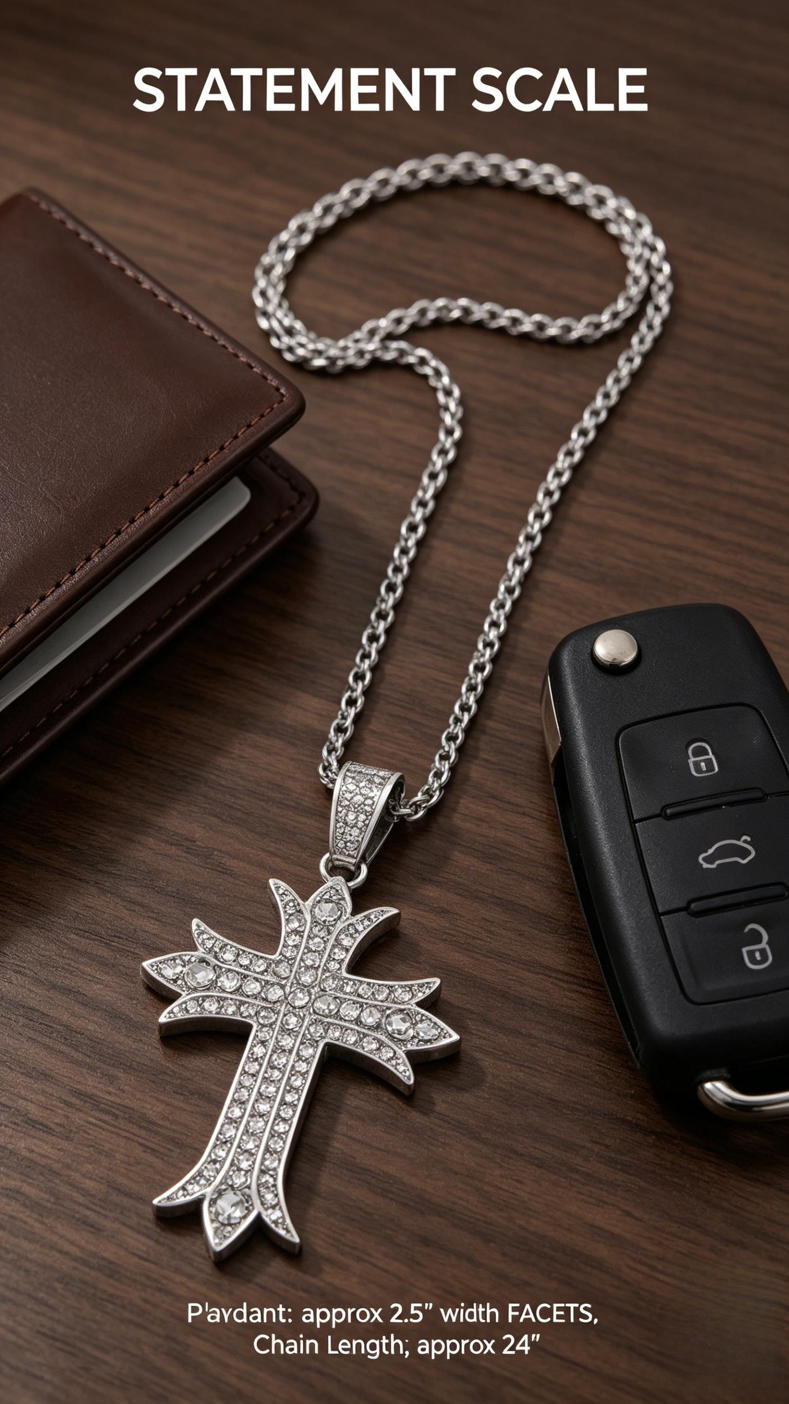 Durable Alloy Cross Pendant Necklace, Tarnish Resistant for Everyday Use