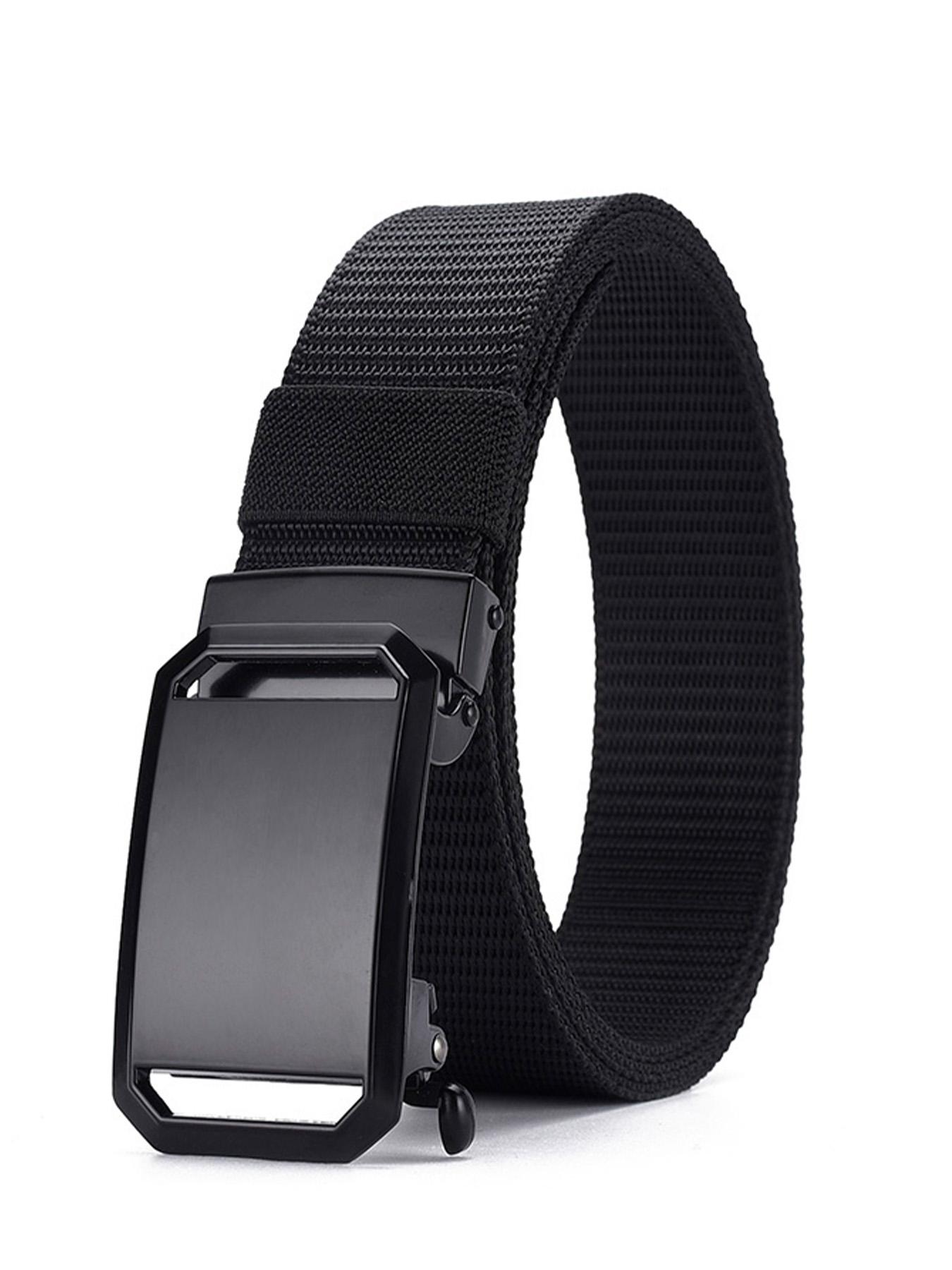 Men's Elastic Nylon Belt, Adjustable Auto-Snap Buckle, Quick-Release Tactical Waistband, Ideal for Jeans and Work Pants, Casual Wear