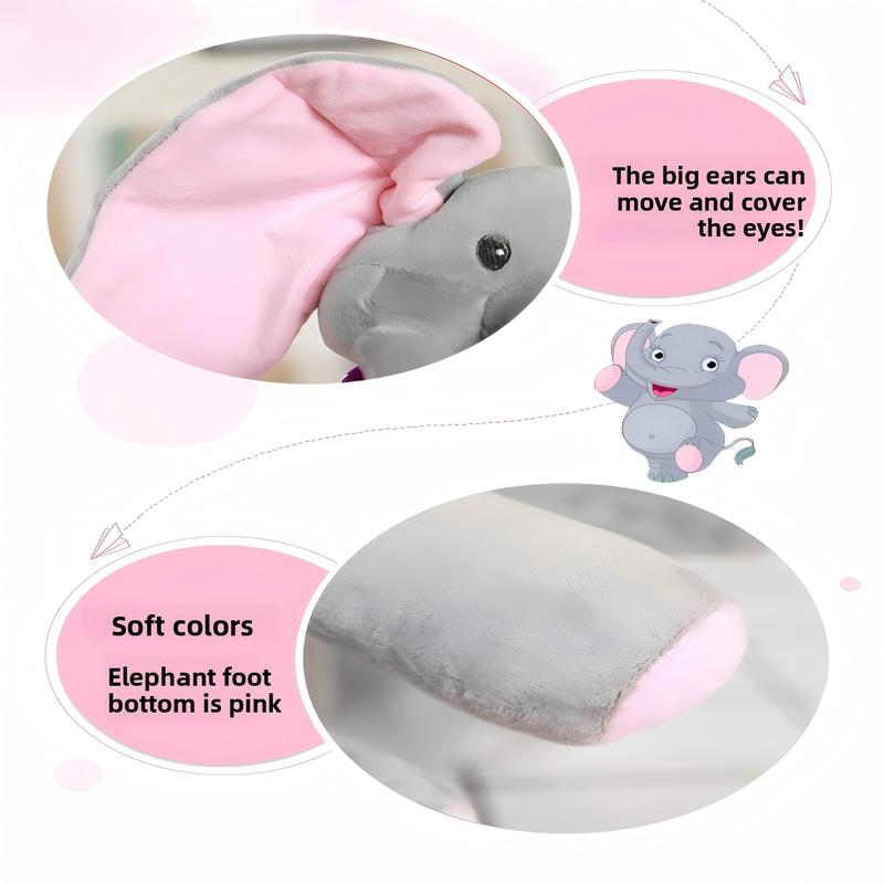 Cute Singing Elephant Plush Toy, Perfect Christmas Gift for Kids, Interactive Music Playing Elephant, Swinging Ears, Soft & Safe,30cm/11.18inch