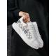 Men's white checkered print thick-soled sneakers, lace-up breathable casual sneakers, trendy versatile height-increasing sports shoes