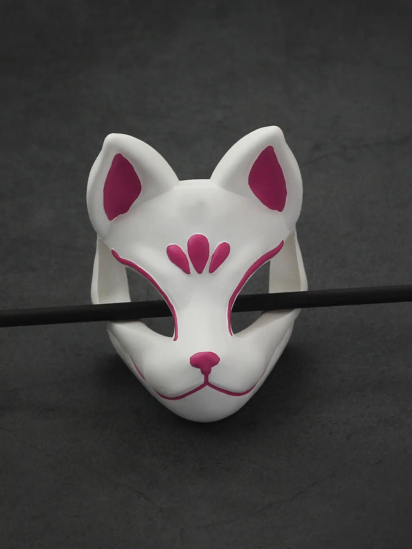 Vintage Resin Fox Mask Hairpin, Hand-Painted Japanese Traditional Hair Accessory, Retro Animal Pattern, Wedding & Festival Gift