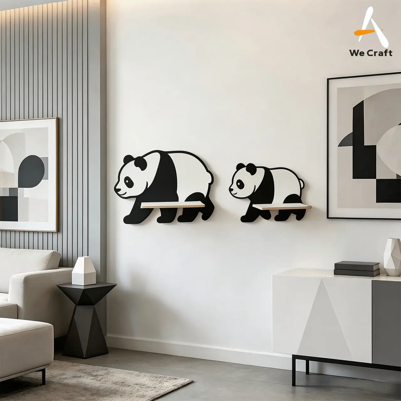 2 Creative Cartoon Panda Wall-Mounted Shelves, Luxury Nordic Style Wall Partition, Living Room Bedroom Decor Storage Rack
