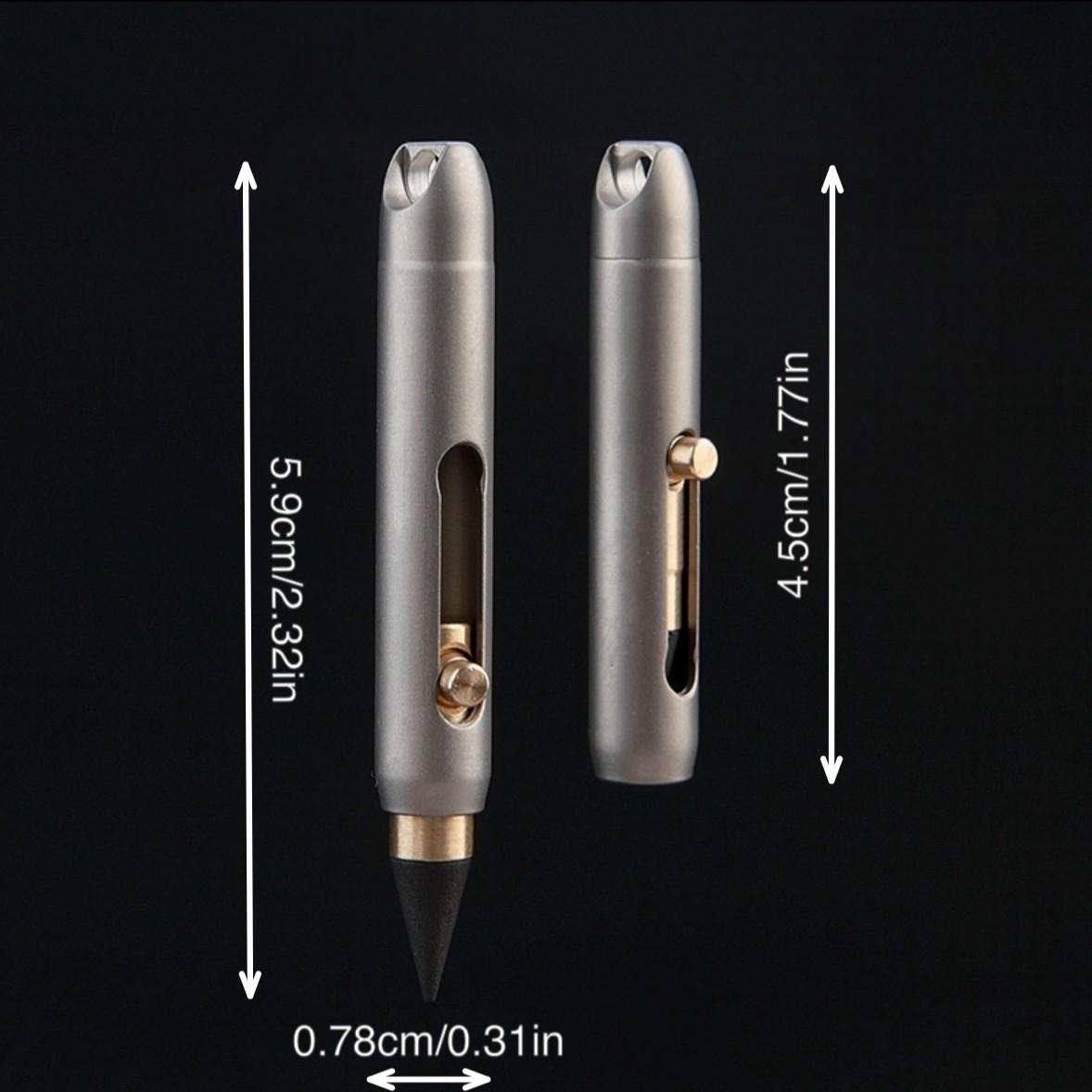 Titanium Alloy Mini Pencil Erasable Replaceable Tip Keychain Pendant Portable Pocket Pen Emergency Writing Tool