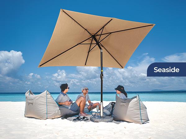 RoyalCraft 6.5 x 10FT Large Patio Umbrella, Outdoor Rectangle Umbrella with Aluminum Pole, Outdoor Table Market Umbrella with Crank, 6 Steel Ribs, Polyester Canopy for Patio Garden, Pool, Lawn, Backyard