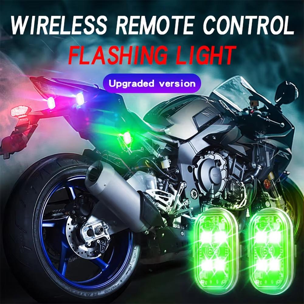 FCCEMC 2/4/6PCS Wireless LED Strobe Lights with Remote Control, Wireless LED Warning Lights 8 Colors USB Charge Drone Car Truck RC Aircraft